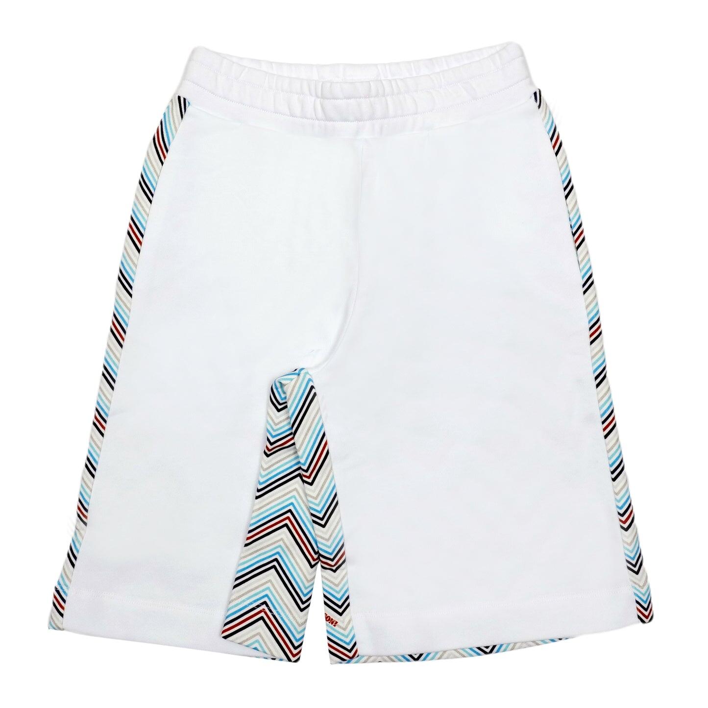 Load image into Gallery viewer, Boys Jersey Shorts in White/Multicolour 
