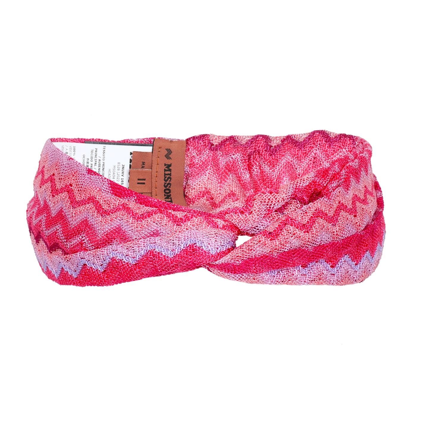 Pink Woven Headband with Zig Zag Pattern 