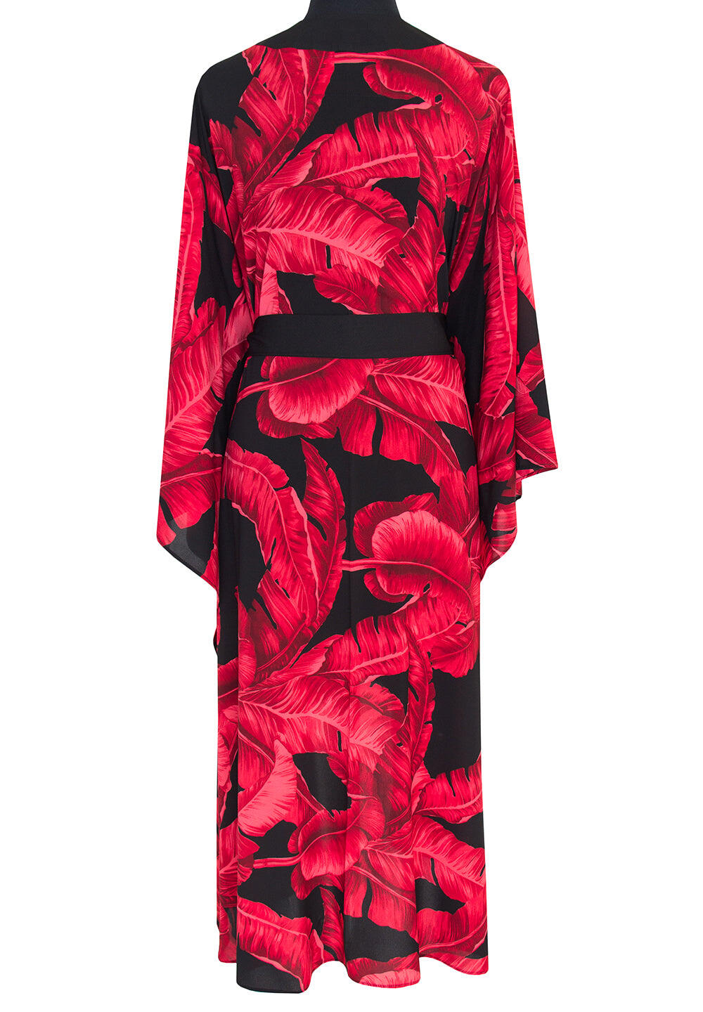 Jungle Red Palm Kimono Long - Kaftan
