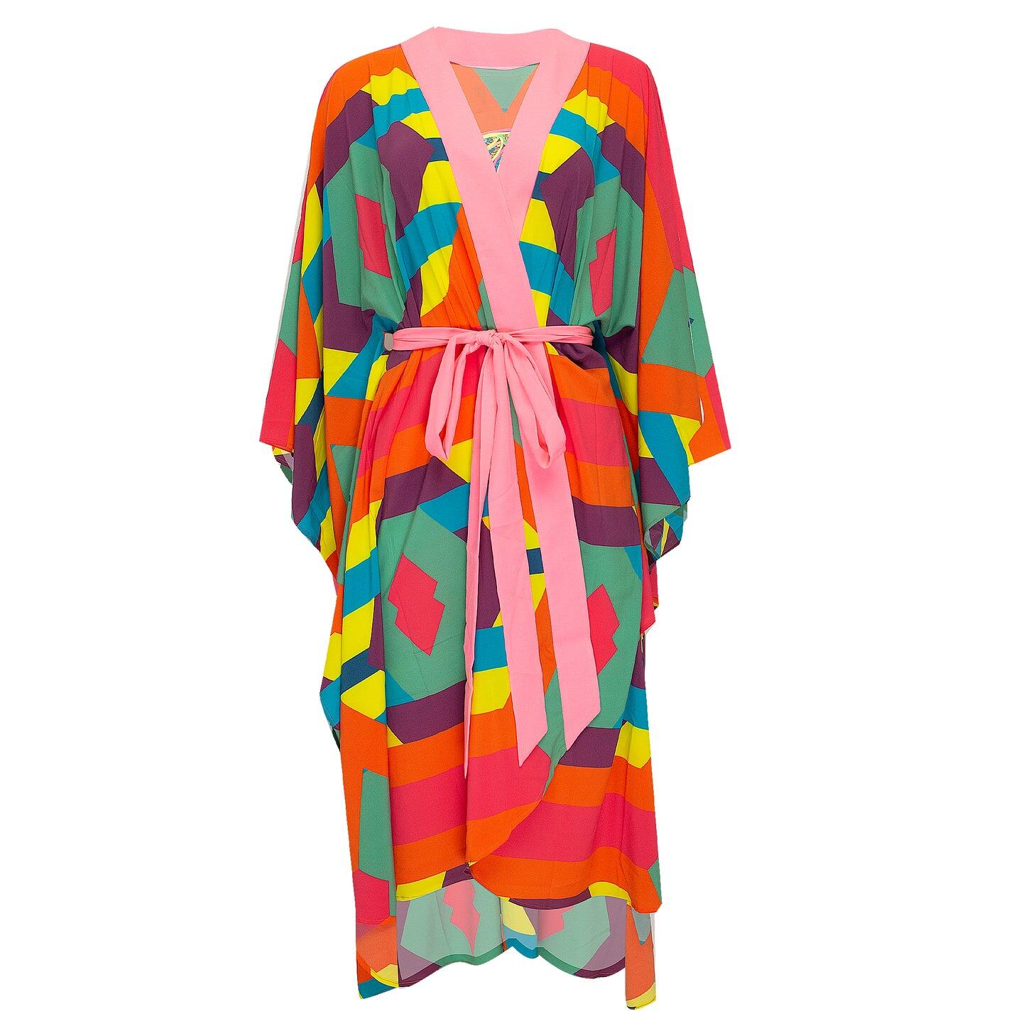 Long Neon Pink Kimono - Kaftan