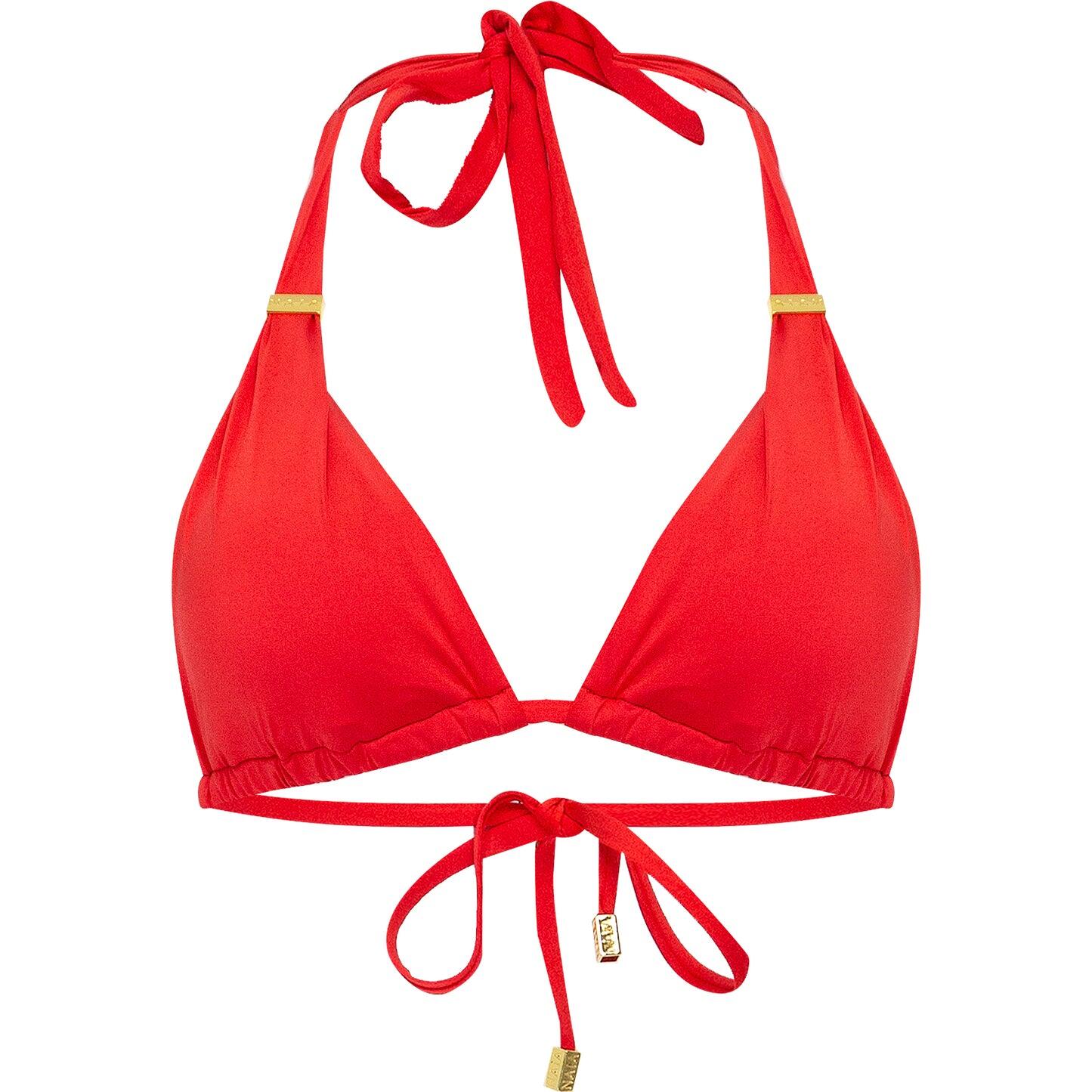 Red Halter Bikini Top with Naia Gold Hardware