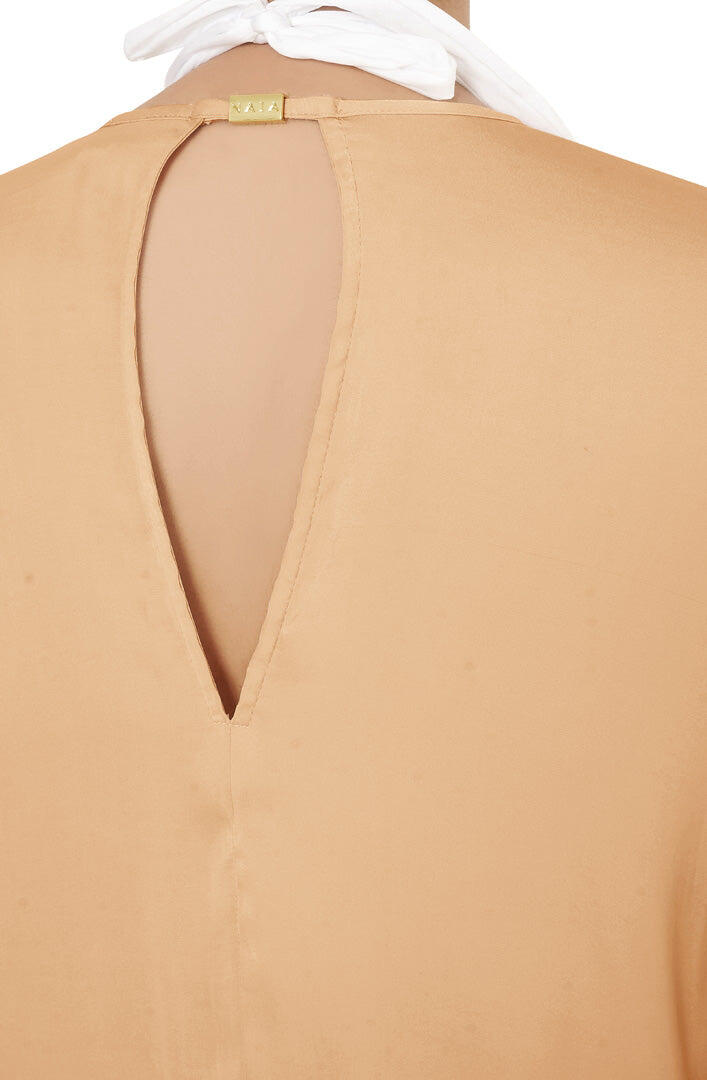 Open Back Blouse with Statement Naia Gold Trim