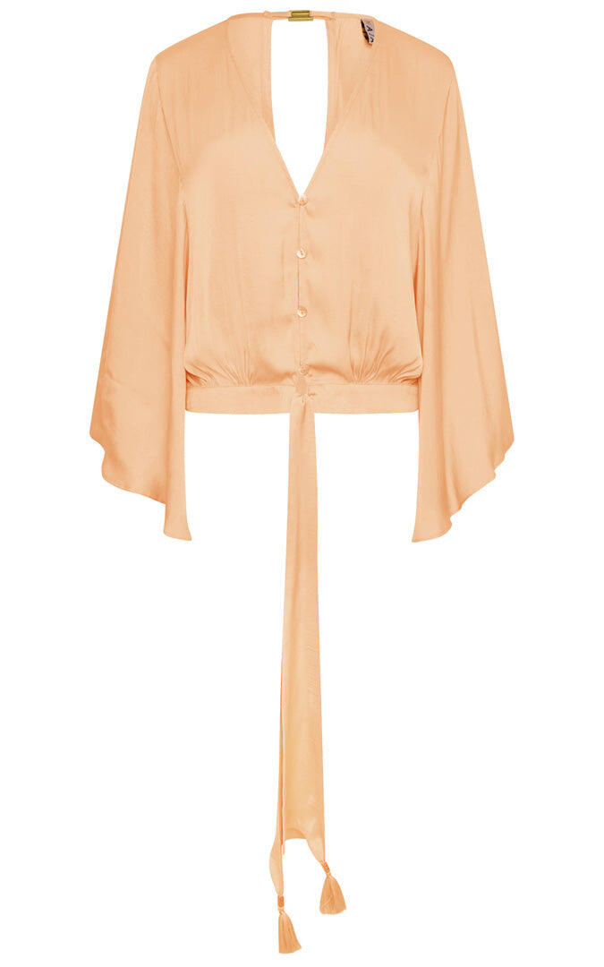 Plunge Button Front Blouse