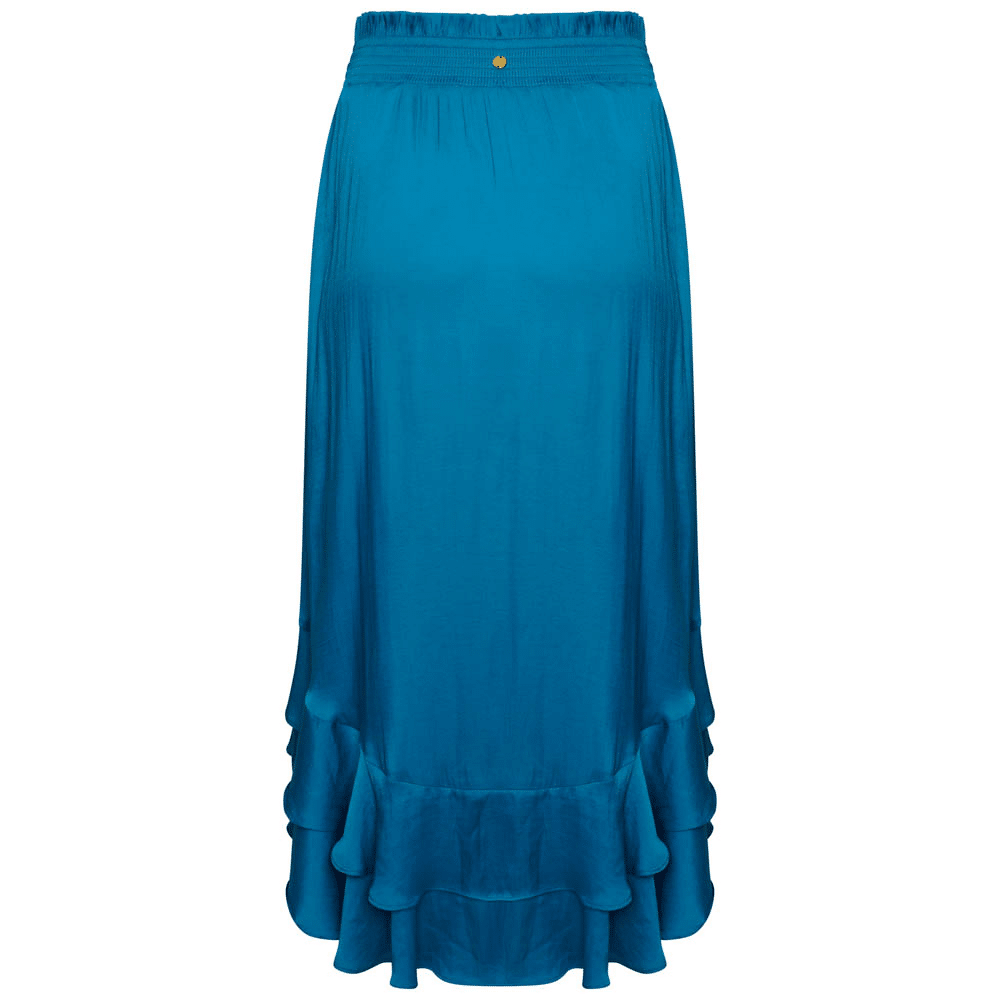 Teal Skirt with Tiered Hi-Lo Hem