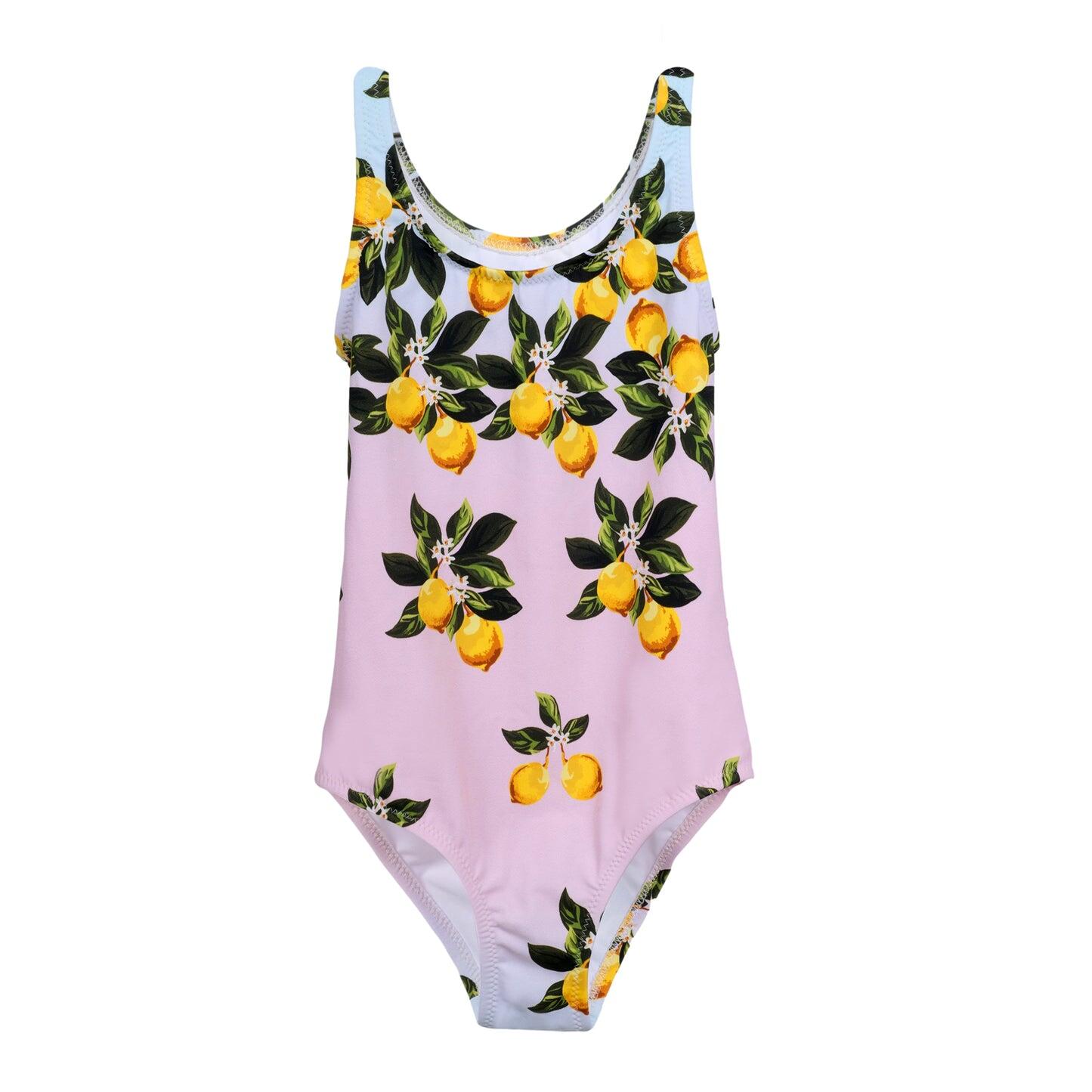 Load image into Gallery viewer, Lemon Print Swimming Suit for Girls
