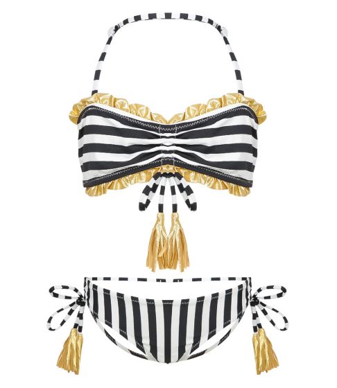 Nessi Byrd Marigold Black & White Stripe Bikini