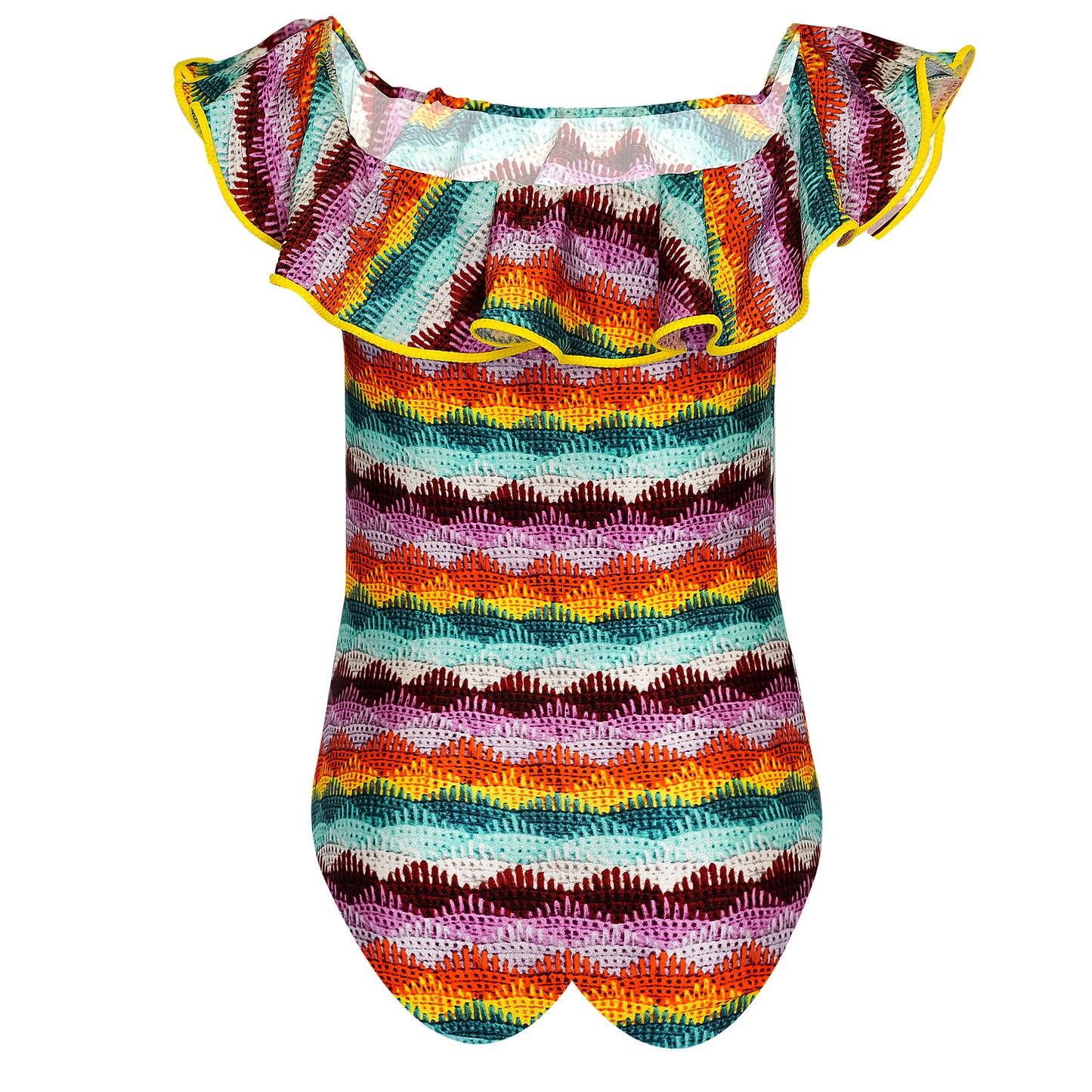 Girls Ruffle off the Shoulder One Piece Swimsuit