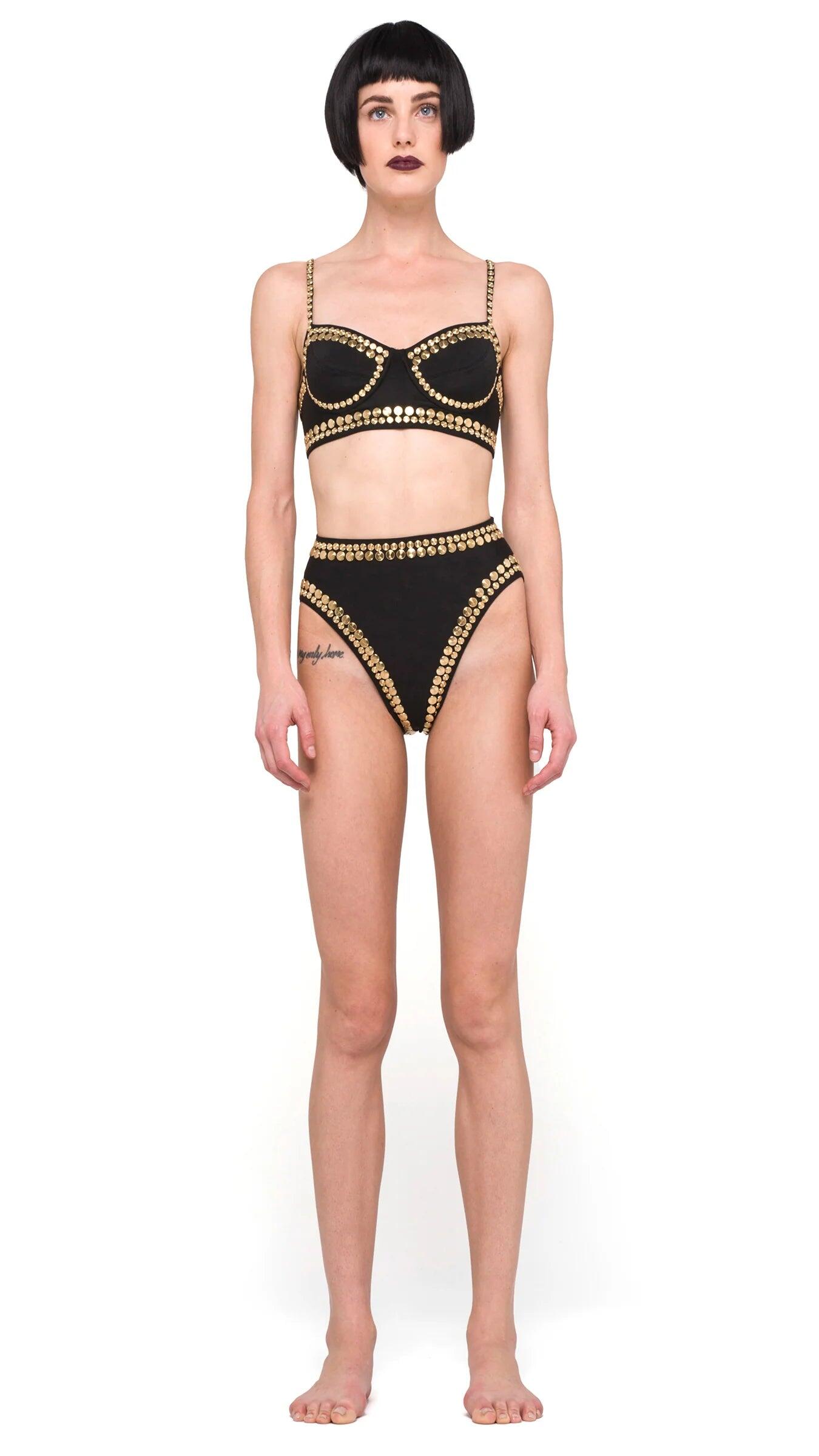 Black and gold high waisted bikini on sale
