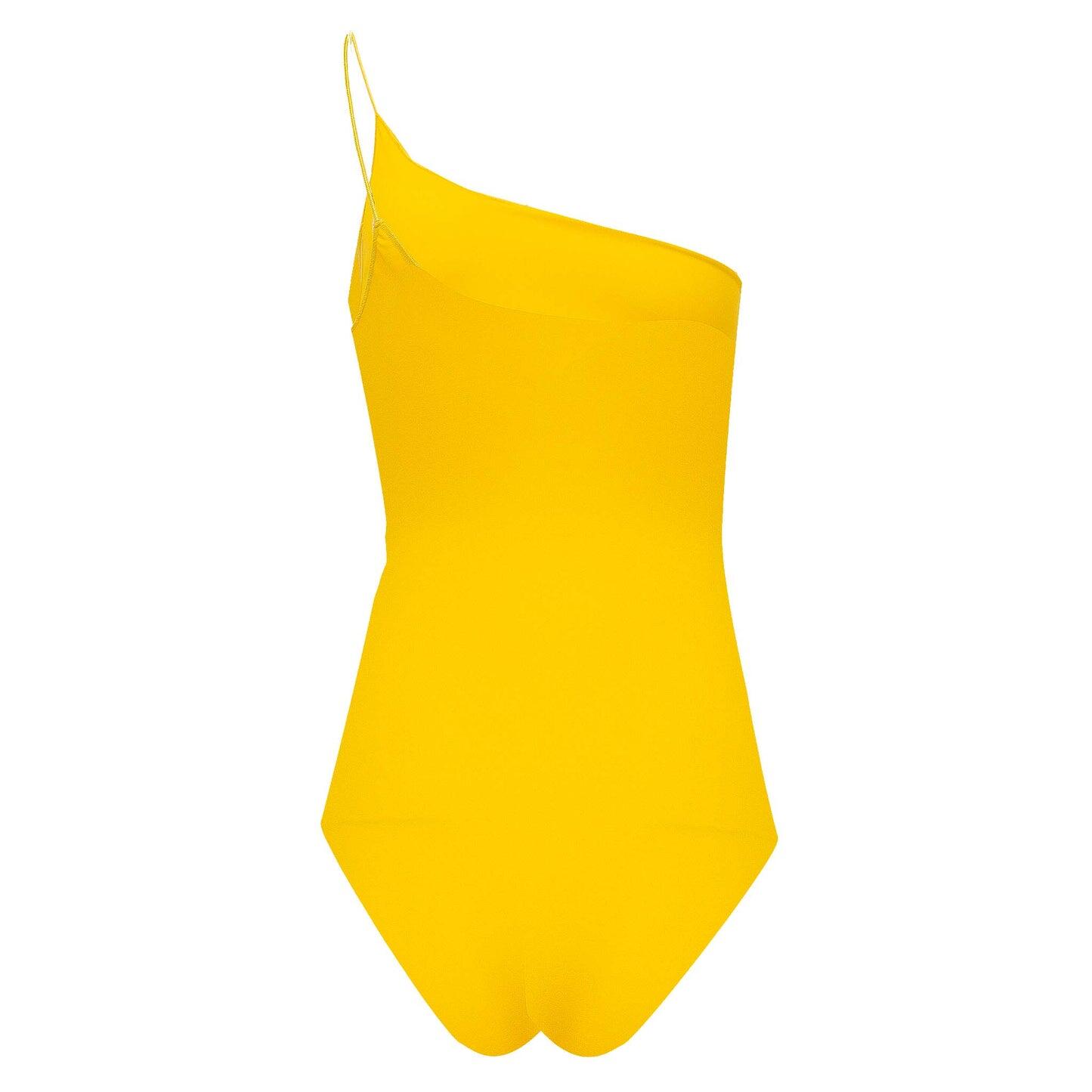 Yellow one shoulder swimsuit hot sale