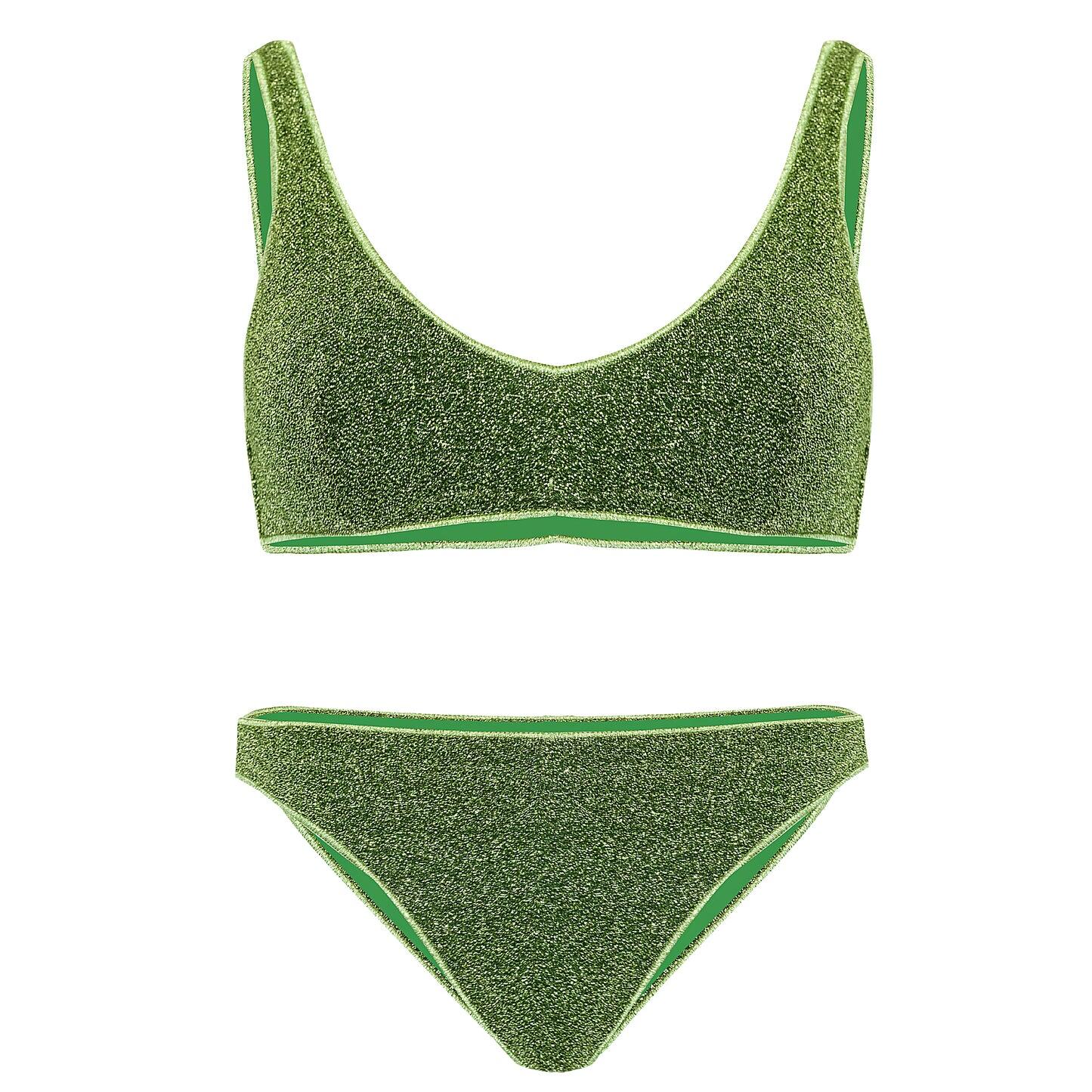 shiny green bikini