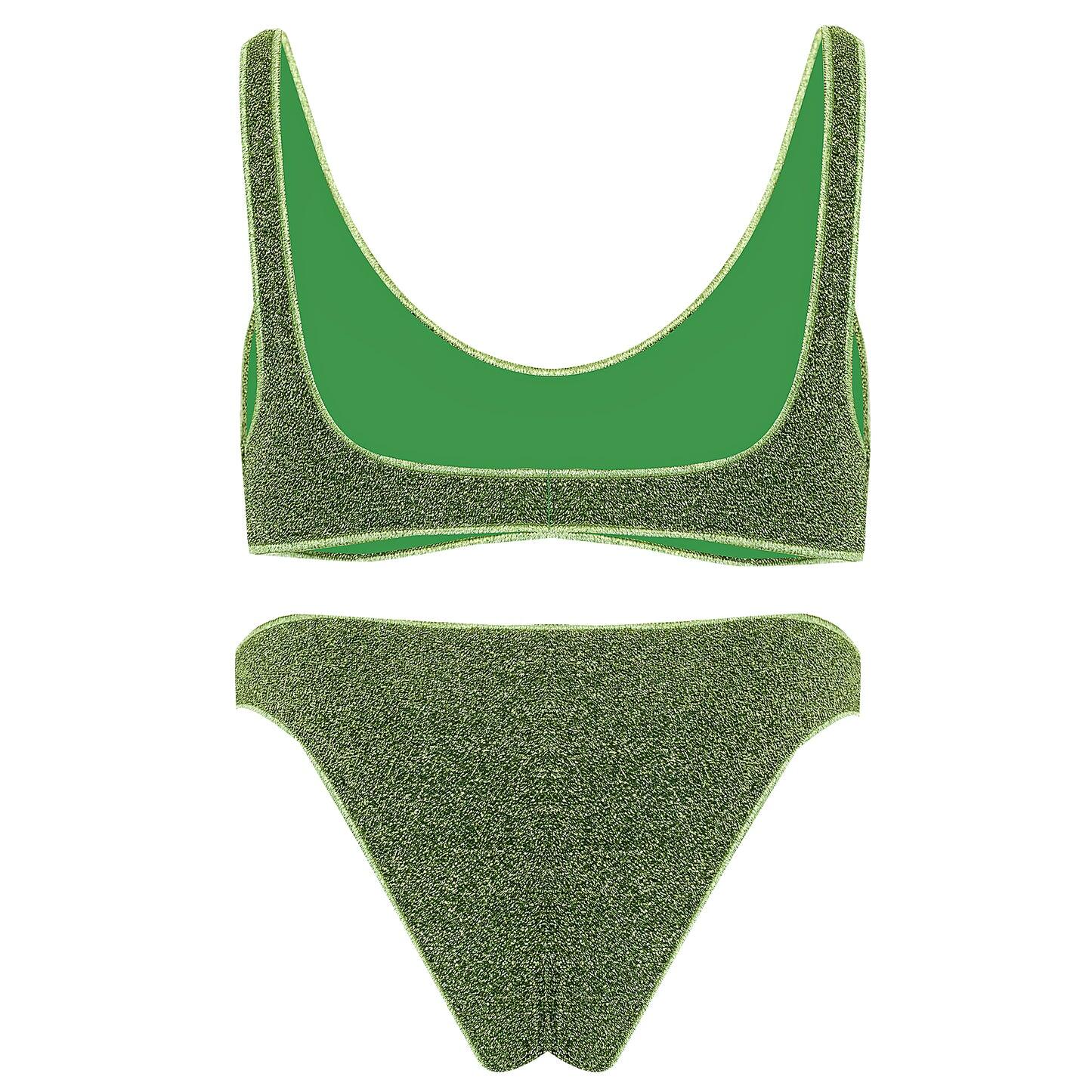 emerald green high waisted bikini set