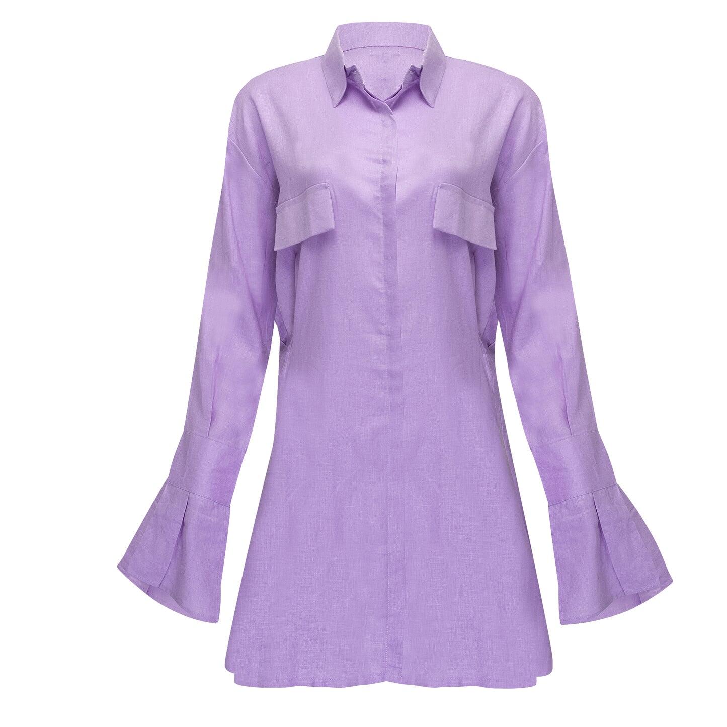 Load image into Gallery viewer, Mila Shirt Dress Lilac Breeze

