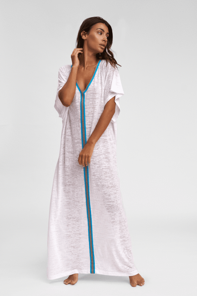Model showcasing White Full Length Beach Cover Up by Pitusa