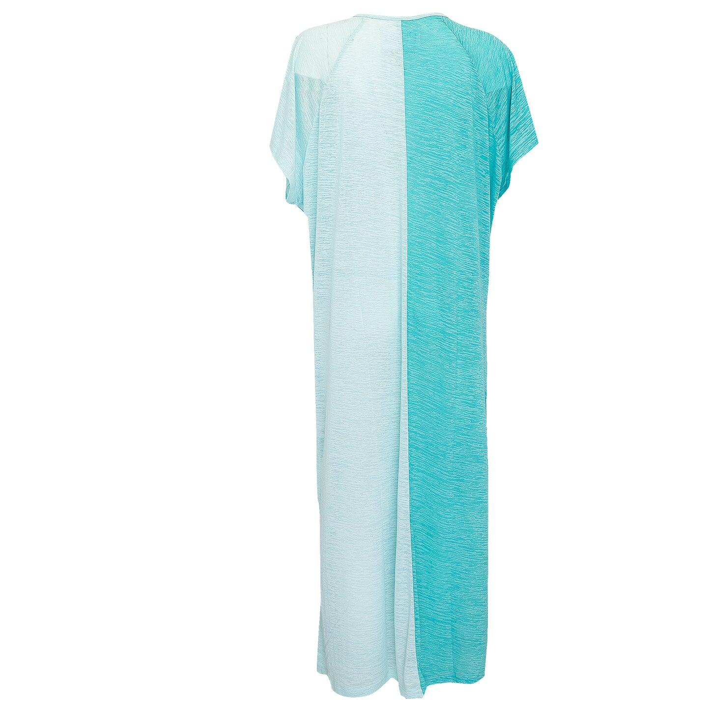 Detail of the colour block design and slits on the sides of the dress