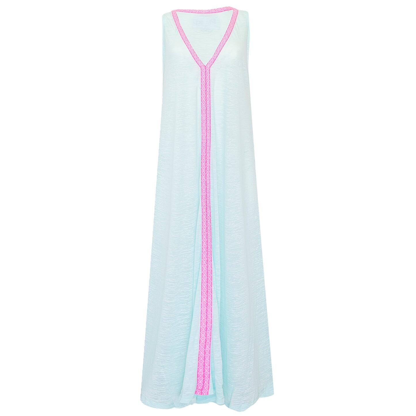 V-Neck Flare Maxi Dress Aqua - Cover Up