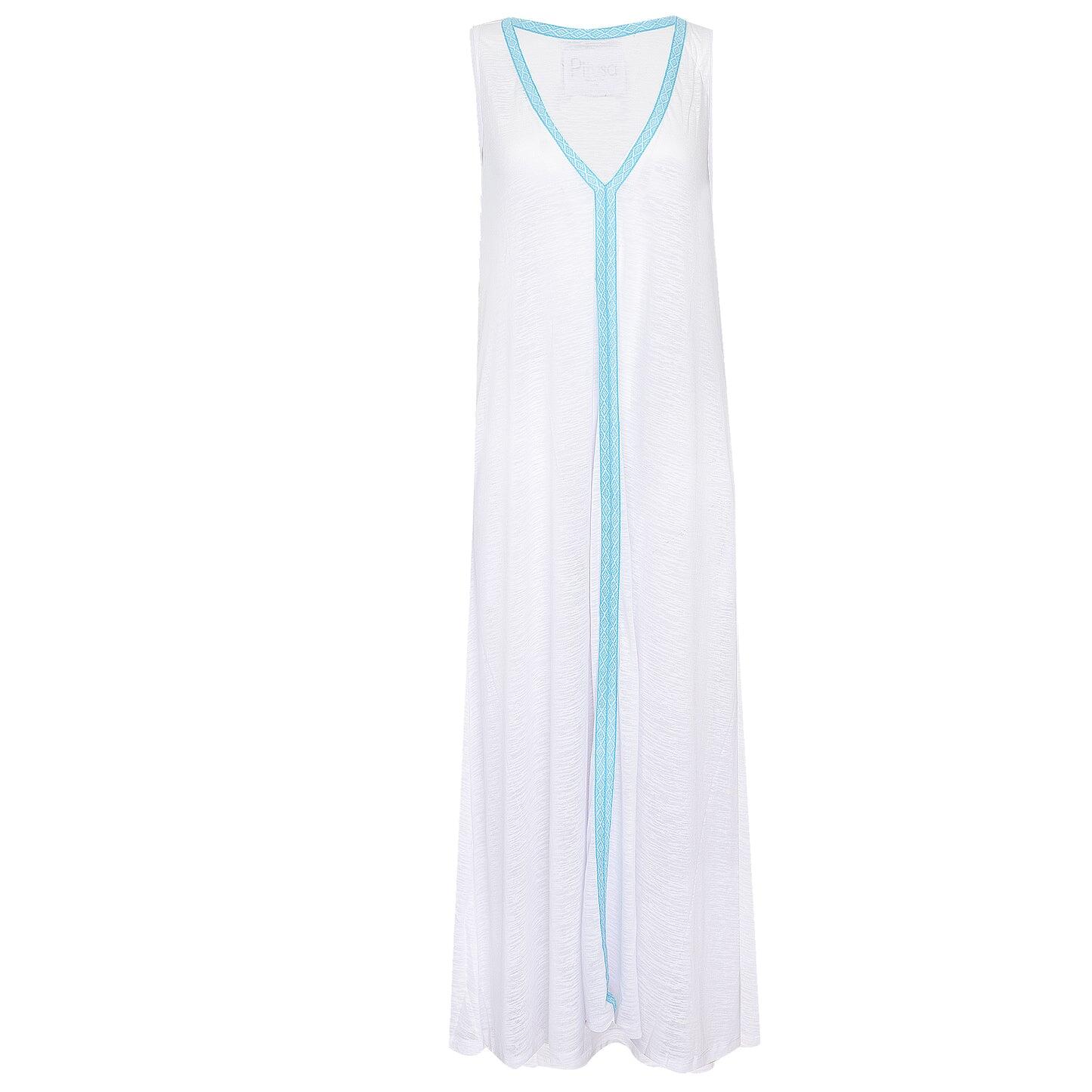 V-Neck Flare Maxi Dress White - Cover Up