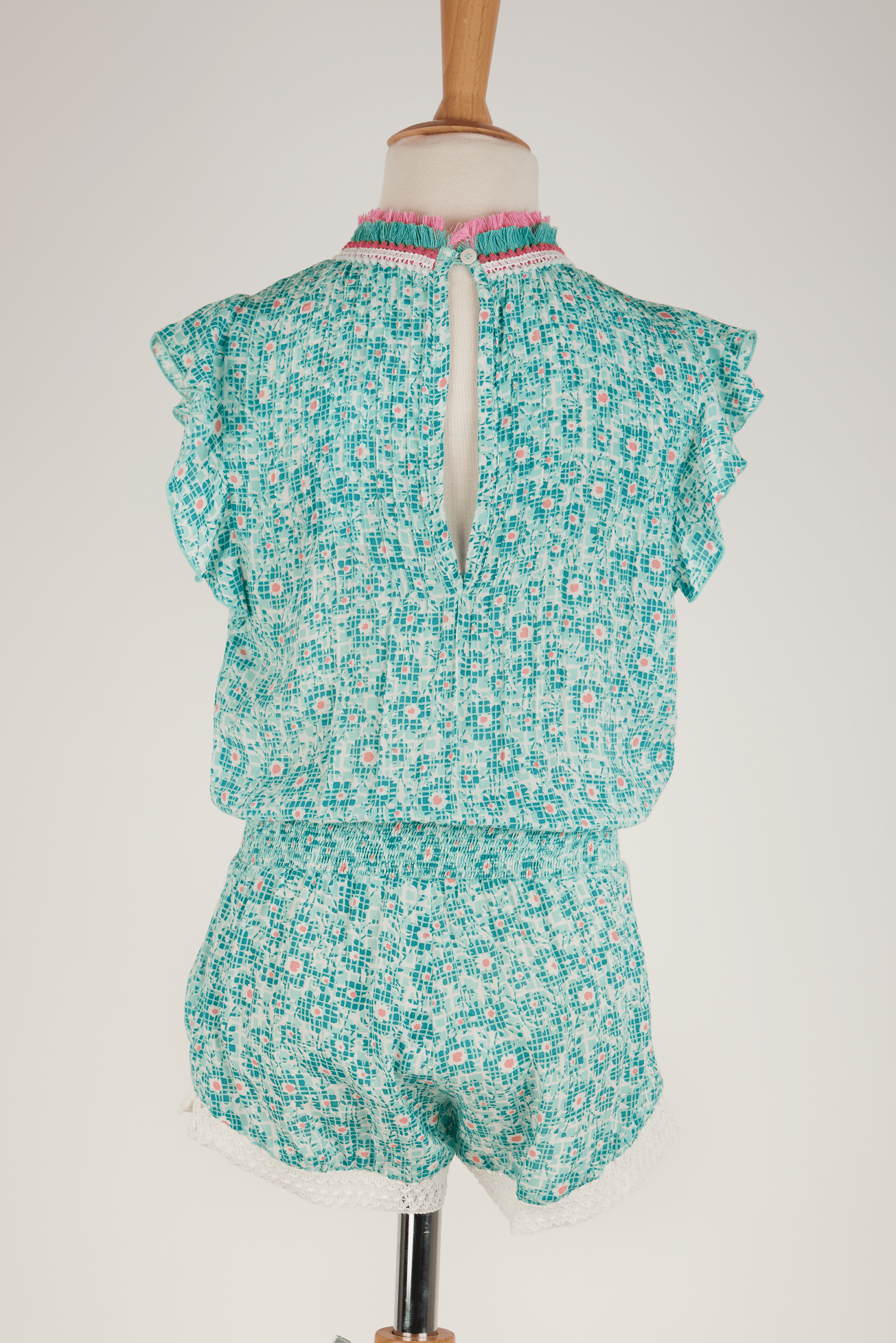 Short Jumpsuit Sasha V Kids Aqua Je T’aime Viscose - Girls Jumpsuit