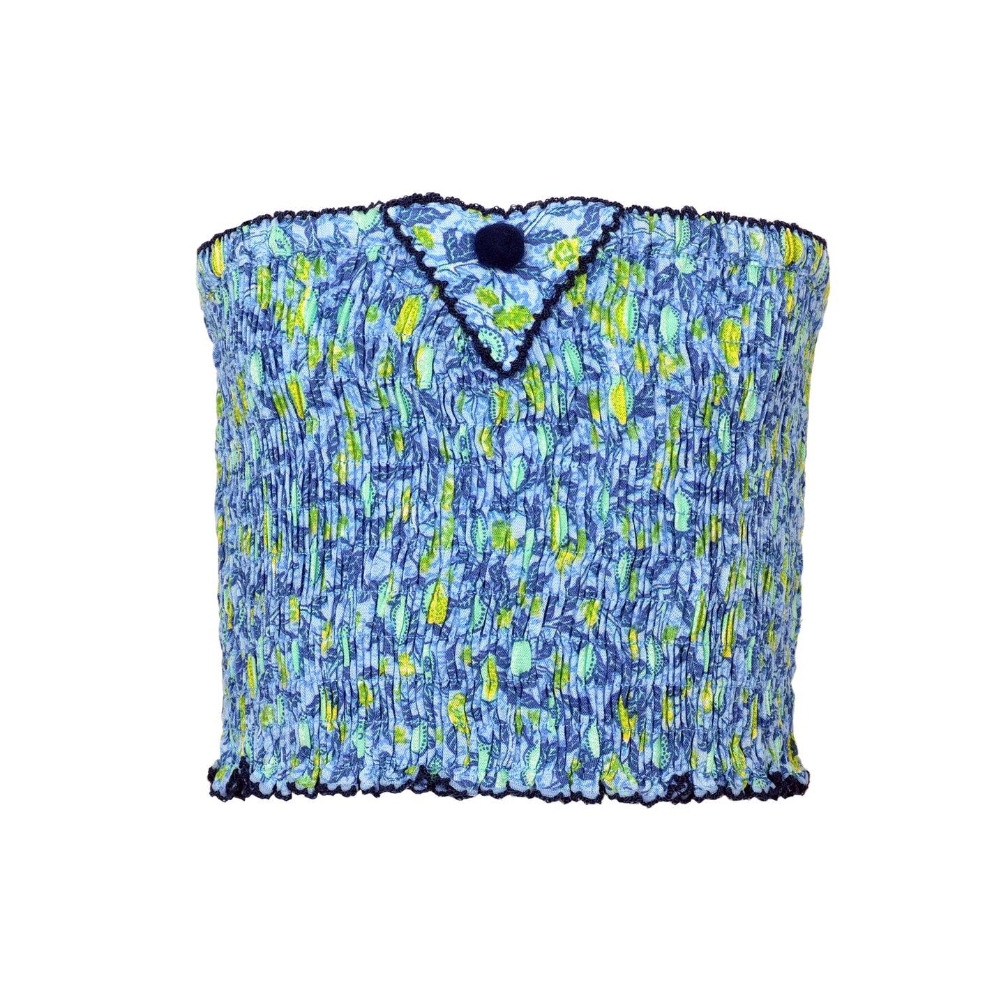 Kids Smock Bandeau V Top Blue/Lemon - Girls Top