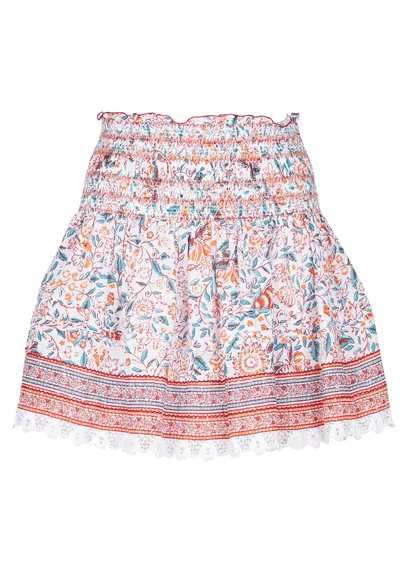 Mini Skirt Galia Red Menton Cotton Plumeti
