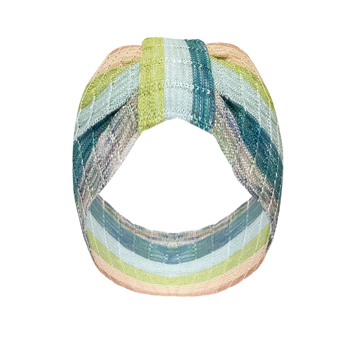 Headband In Striped Tuck Stitch Knit White