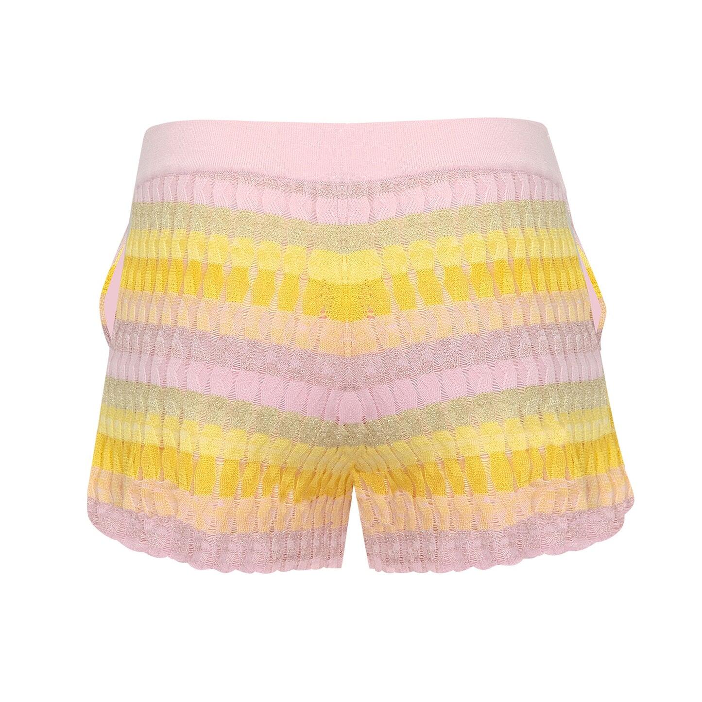 Shorts in Racking Knit Yellow/Pink