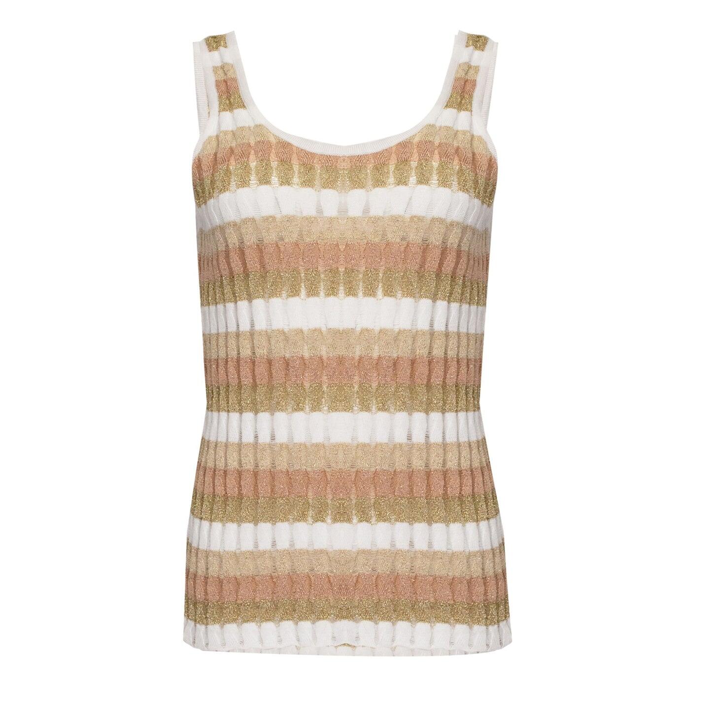Load image into Gallery viewer, Tank Top in Racking Knit White/Gold/Peach/Beige
