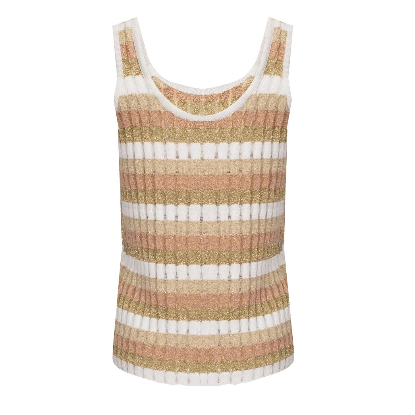 Load image into Gallery viewer, Tank Top in Racking Knit White/Gold/Peach/Beige
