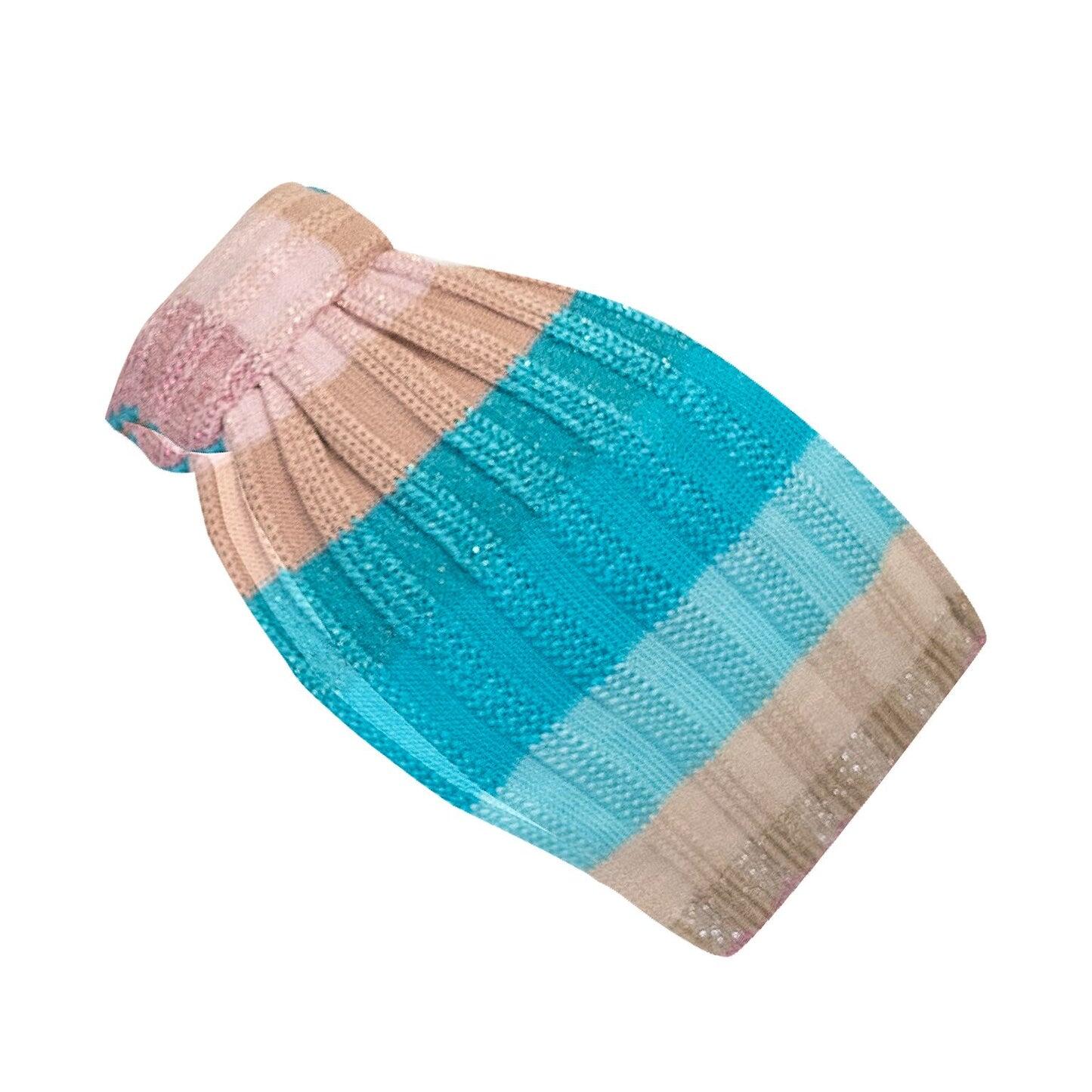 Headband in Tuck Stitch Knit Pink/Beige