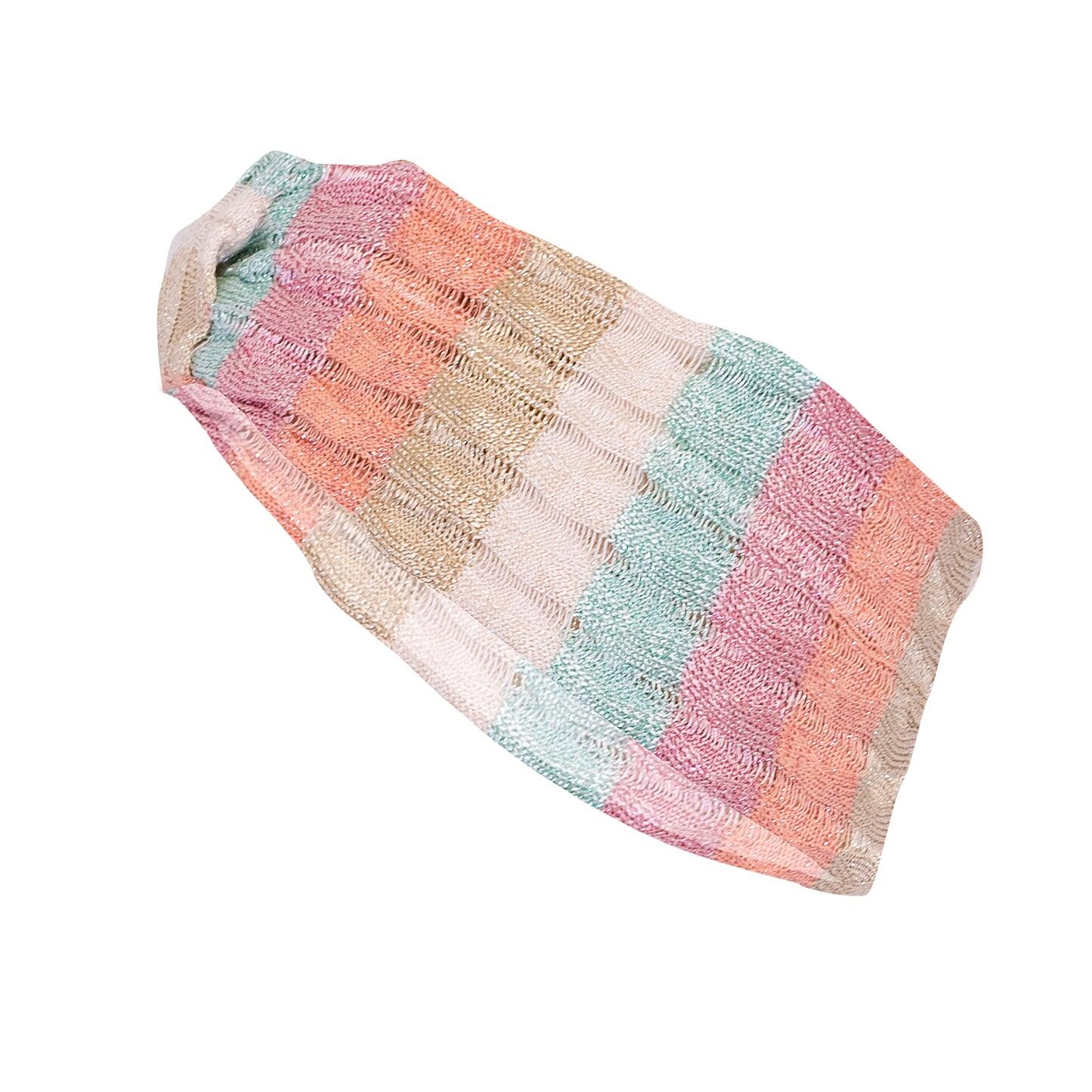 Headband In Striped Racking Knit Beige/Gold/Peach/Pink/Mint