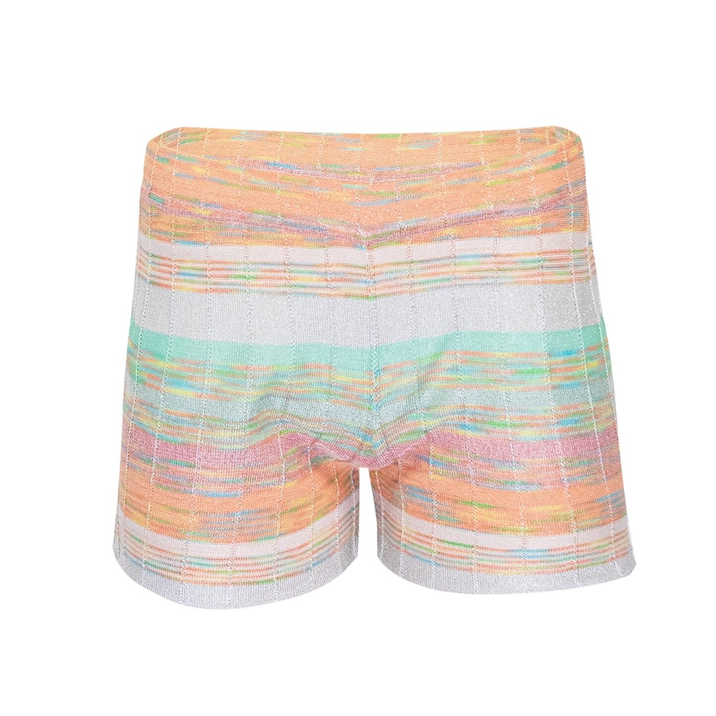 Shorts In Striped Tuck Stitch Knit White/Pink
