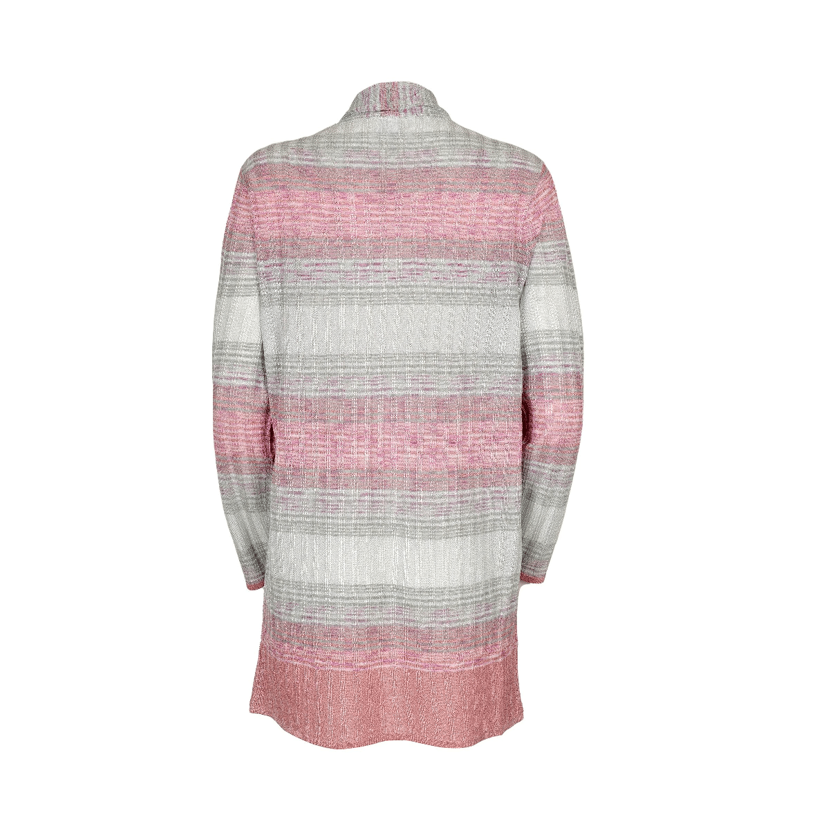 Striped Cardigan In Ribbed Knit White/Pink Range
