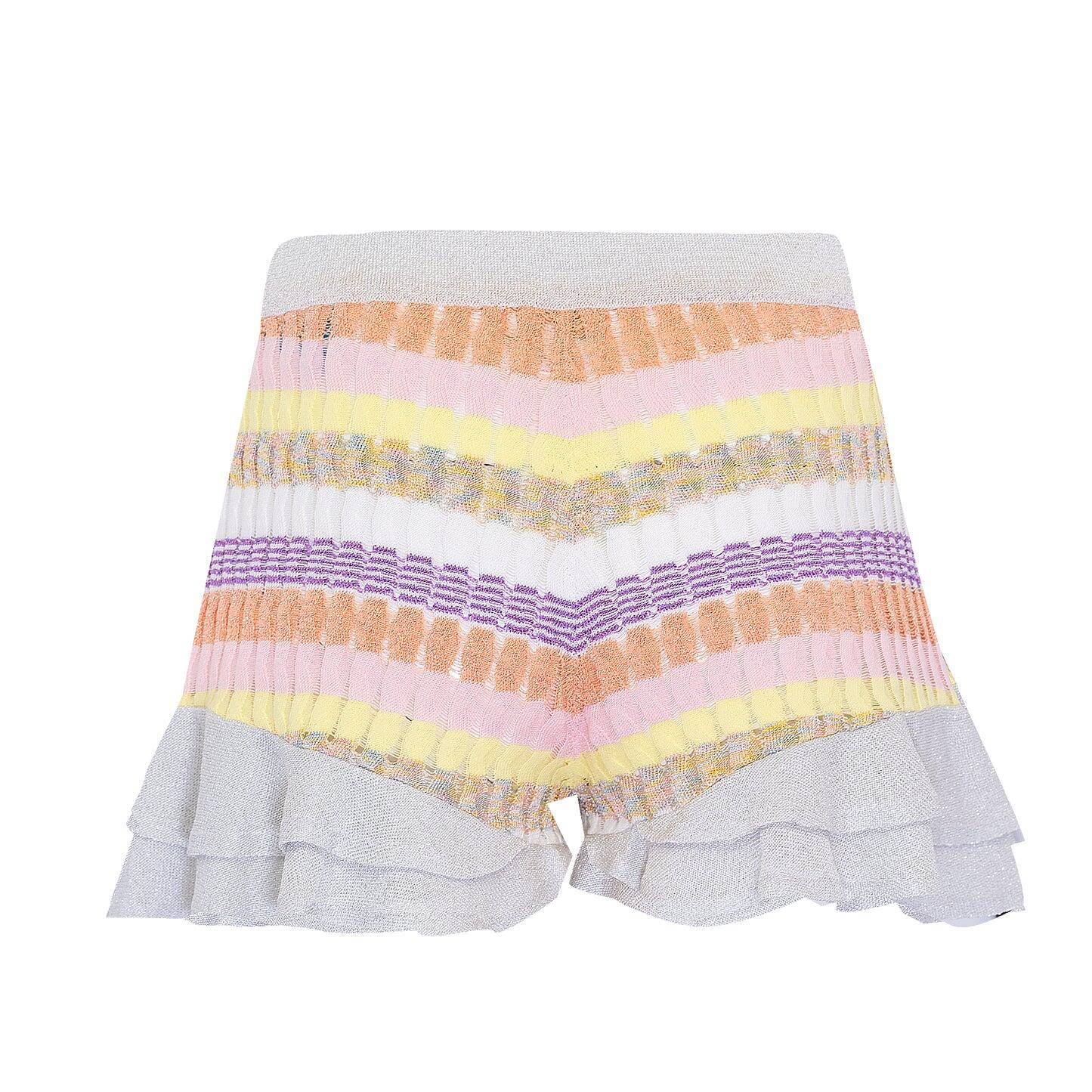 Striped Frill Shorts: Pink Racking Knit & Triple Tone Frill