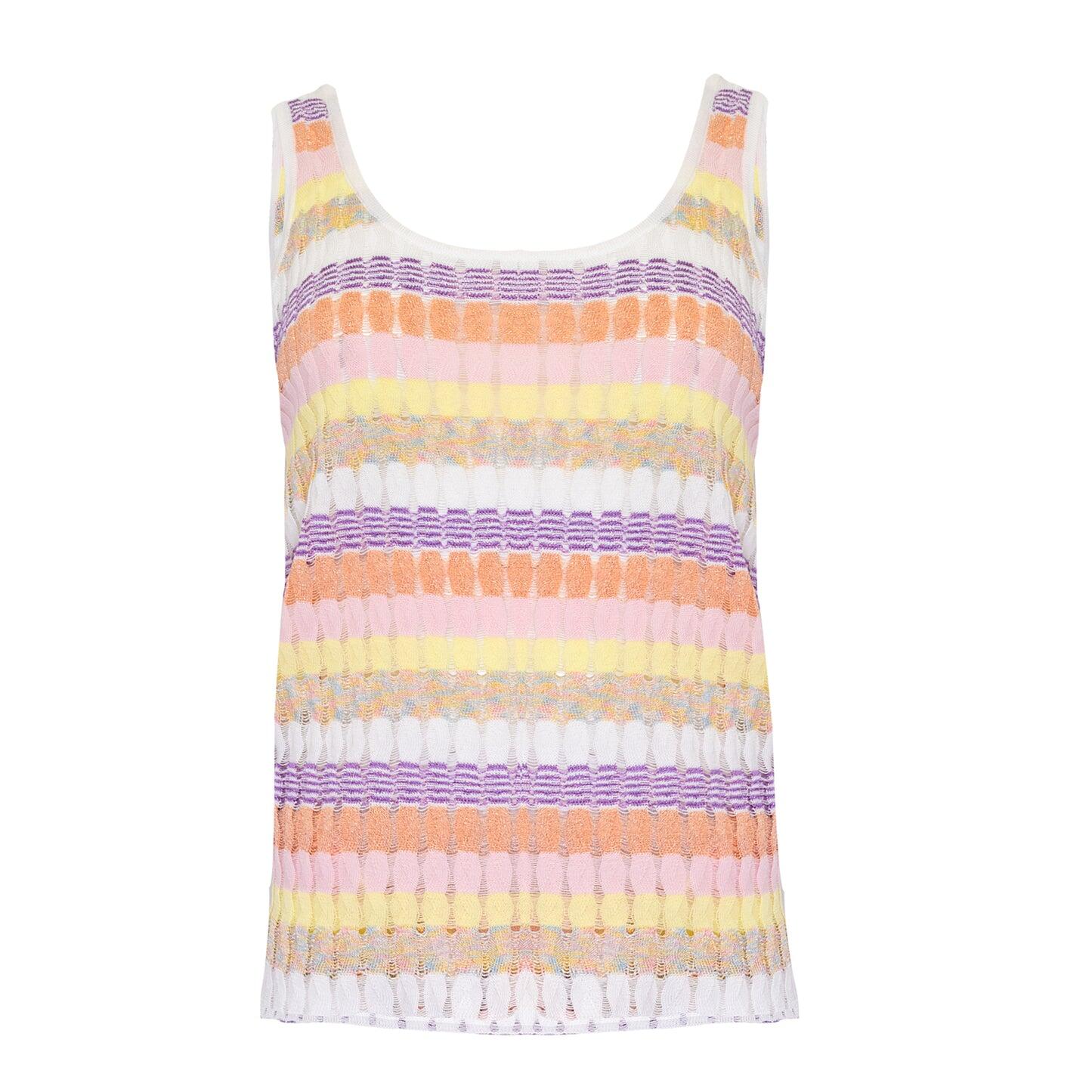 Tank Top in Racking Knit White/Pink/Peach