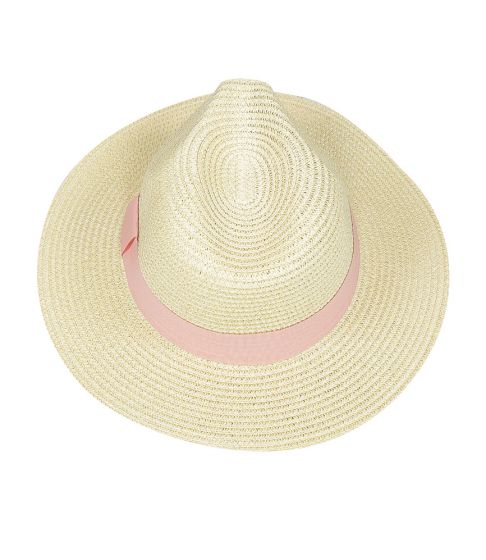 Panama Hat Beige With Blush Band