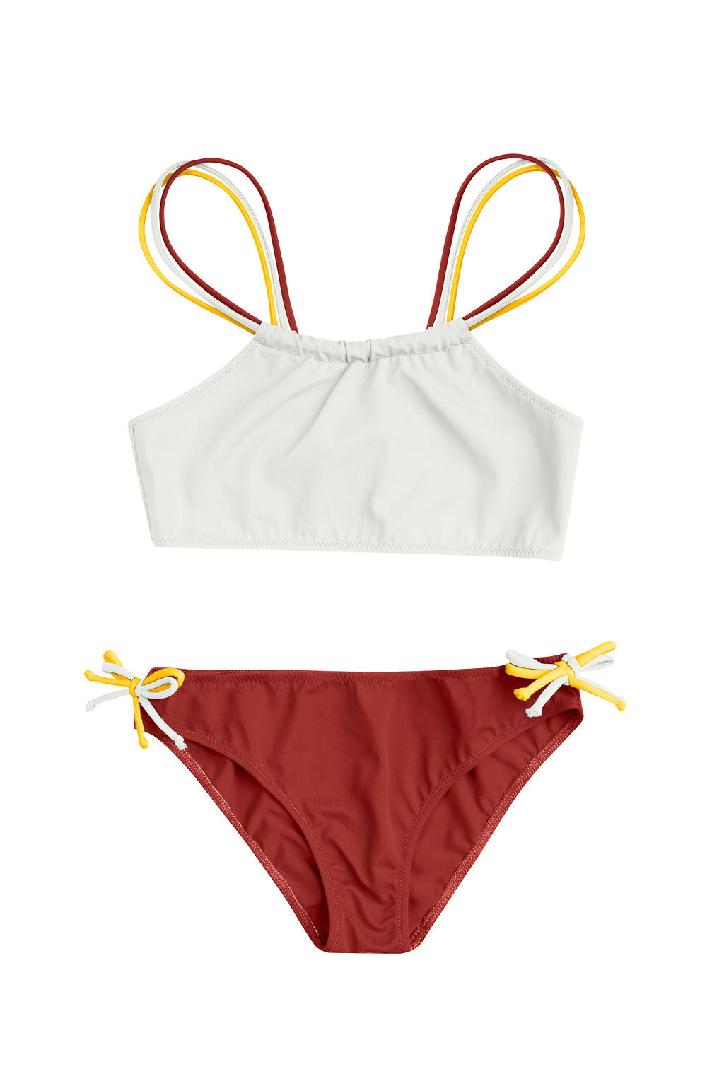 Little Girls Bikini Swimwear in White/Terracotta