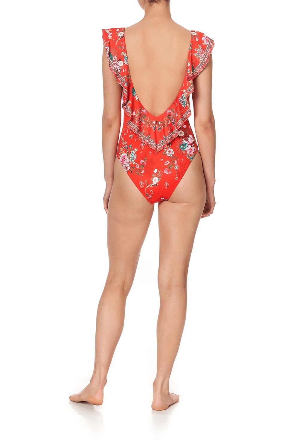 Deep V Frill One Piece Cameos Can Can - One Piece