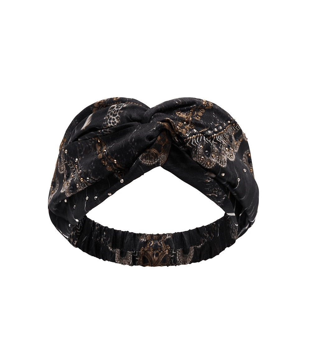 Embellished Headband in Black Print 