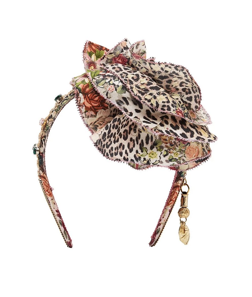 Designer Headband With Ruffled Flower Detail