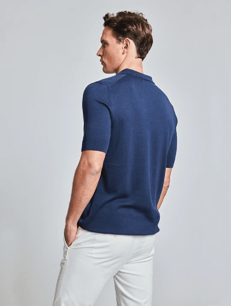 Short Sleeved Navy Blue Polo Shirt