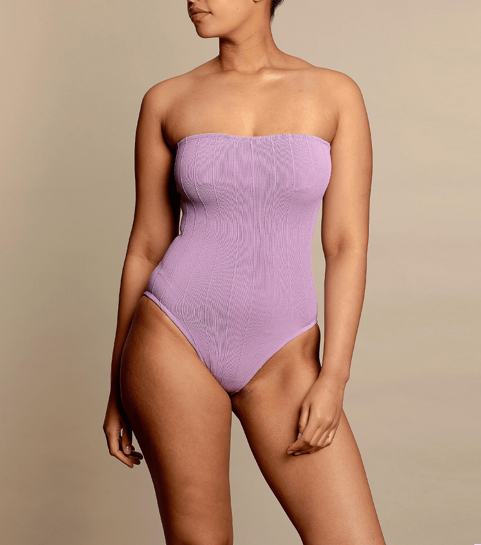 Lavender One Piece Strapless Swimsuit