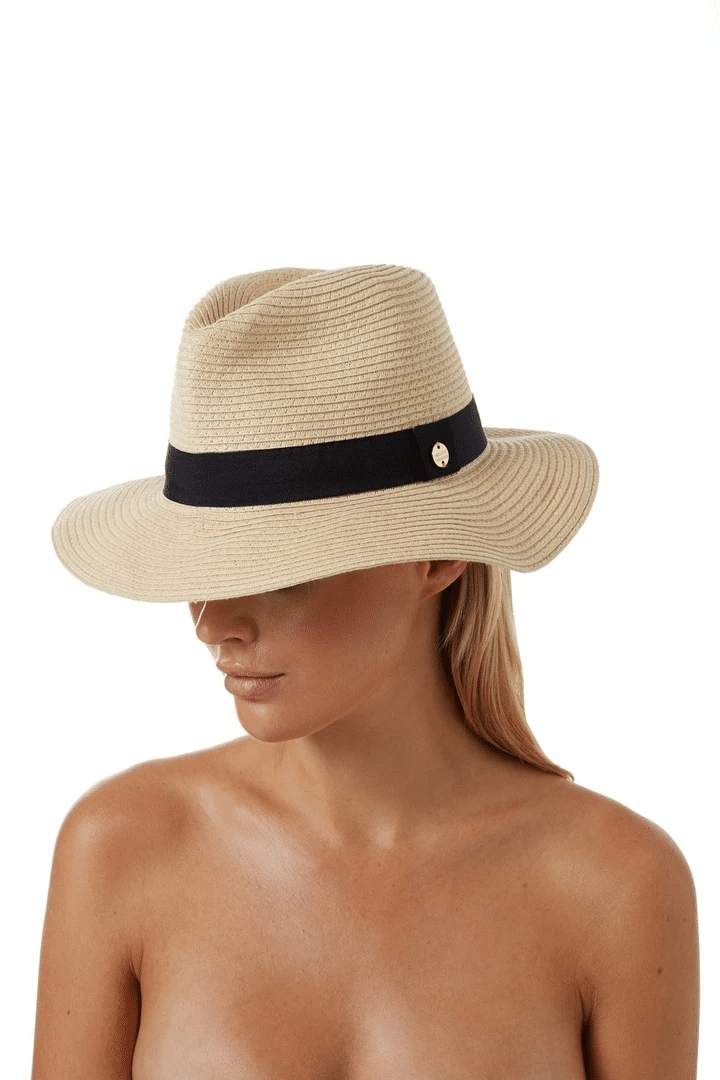 Fedora Hat Beige/Black - Hat