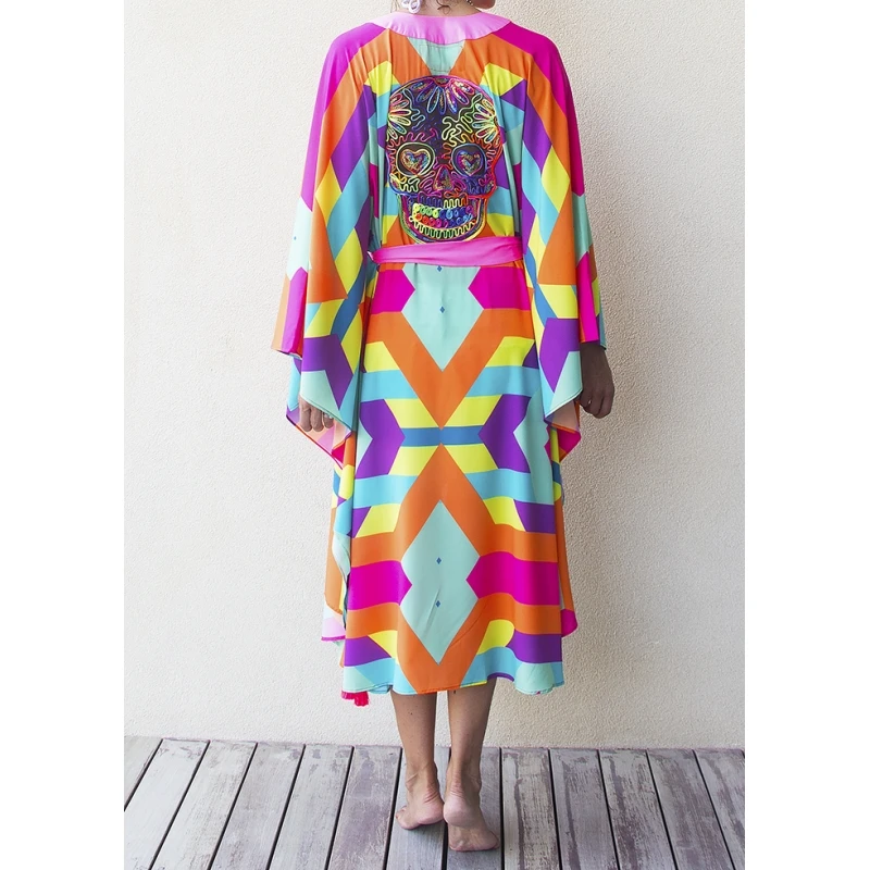 Long Neon Pink Kimono - Kaftan