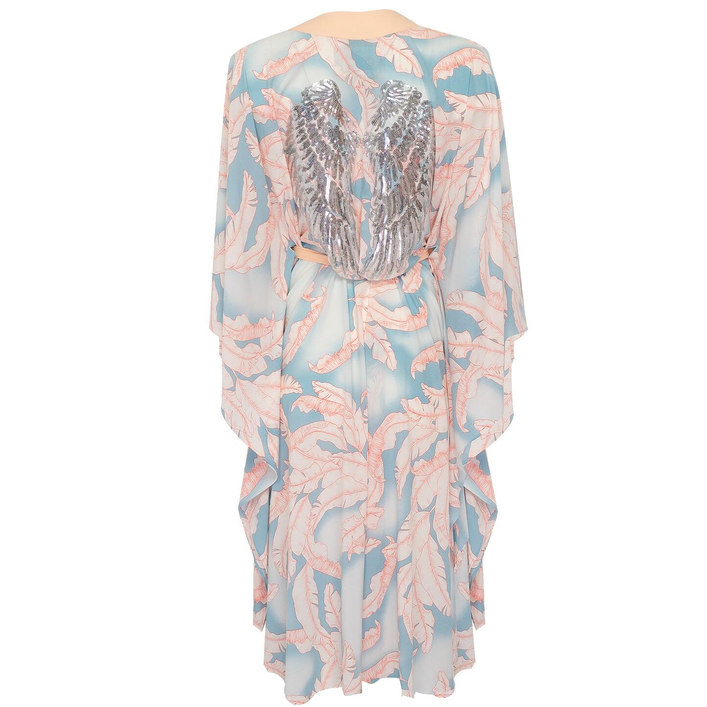 Lazur Willow Long Kimono Wings In Peach - Kimono