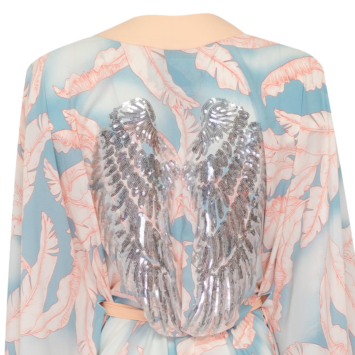Lazur Willow Long Kimono Wings In Peach - Kimono