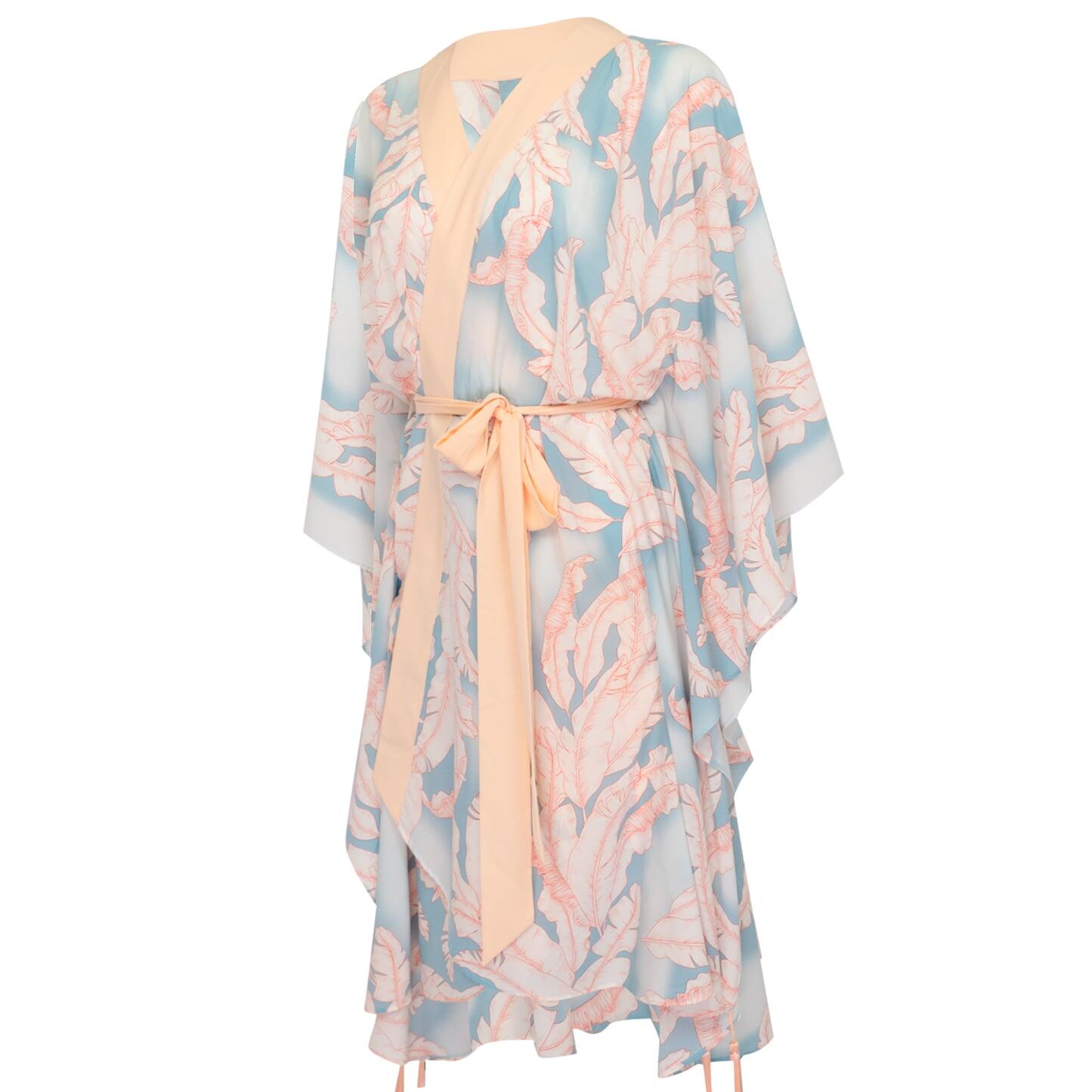 Lazur Willow Long Kimono Wings In Peach - Kimono