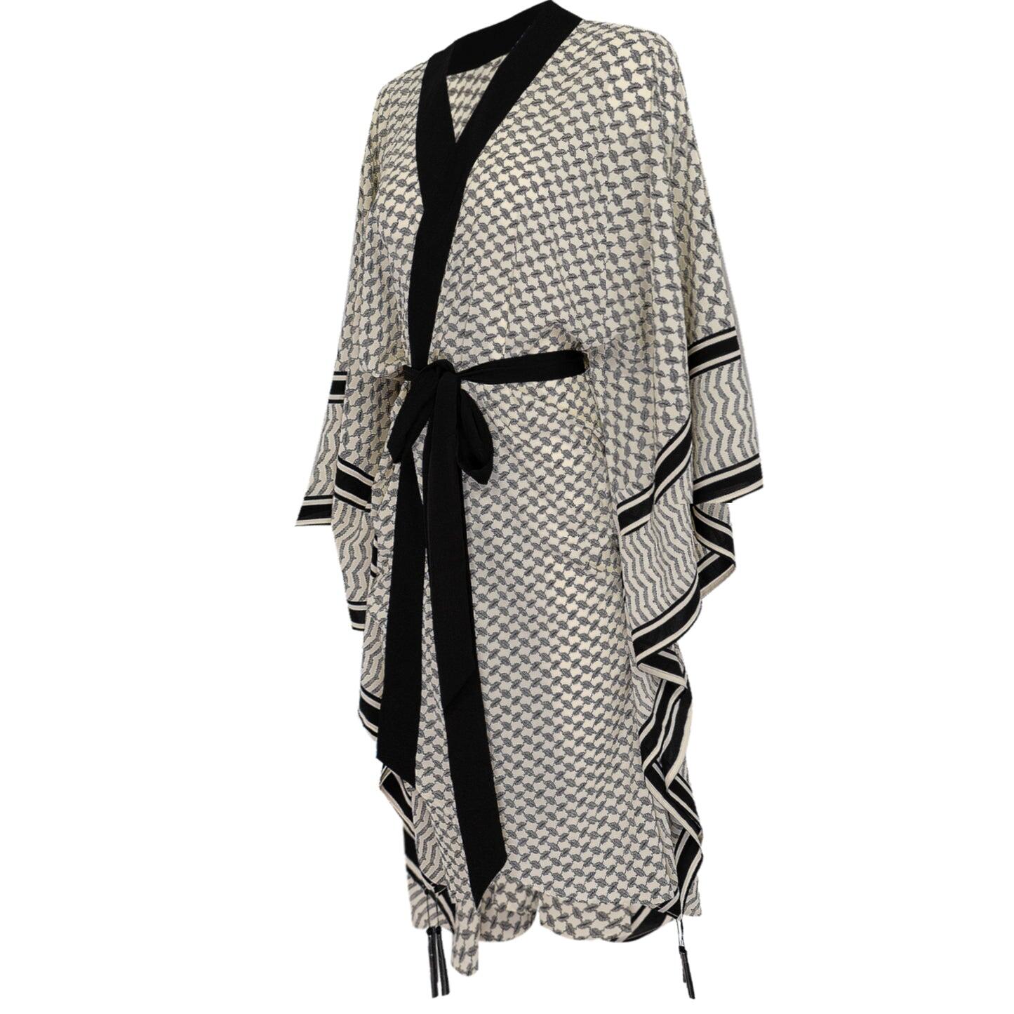 Tribe Long Kimono Hamsa In Black - Kimono