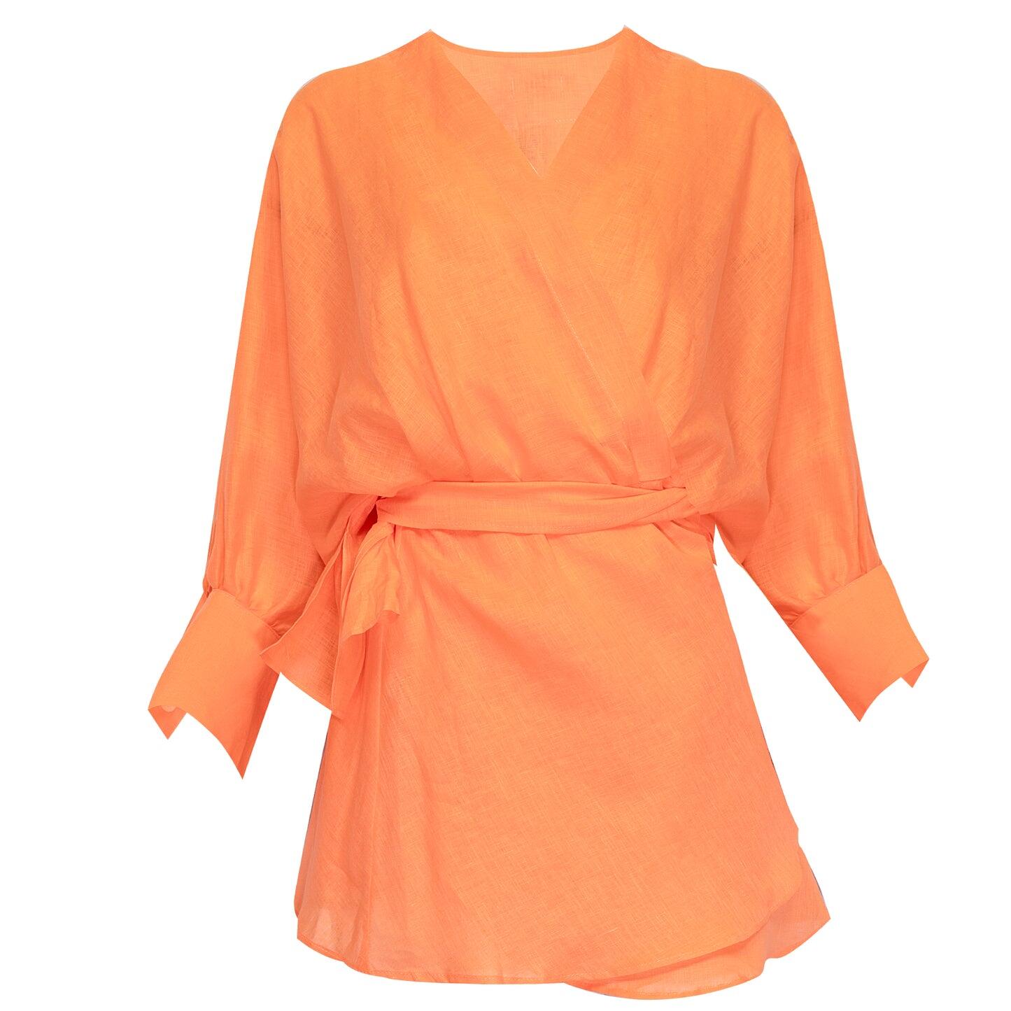 Short Dress Linen Orange