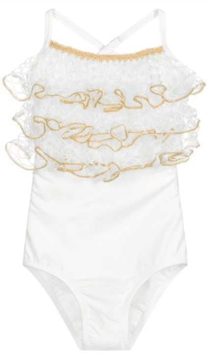 White Ruffle One Piece Swimsuit