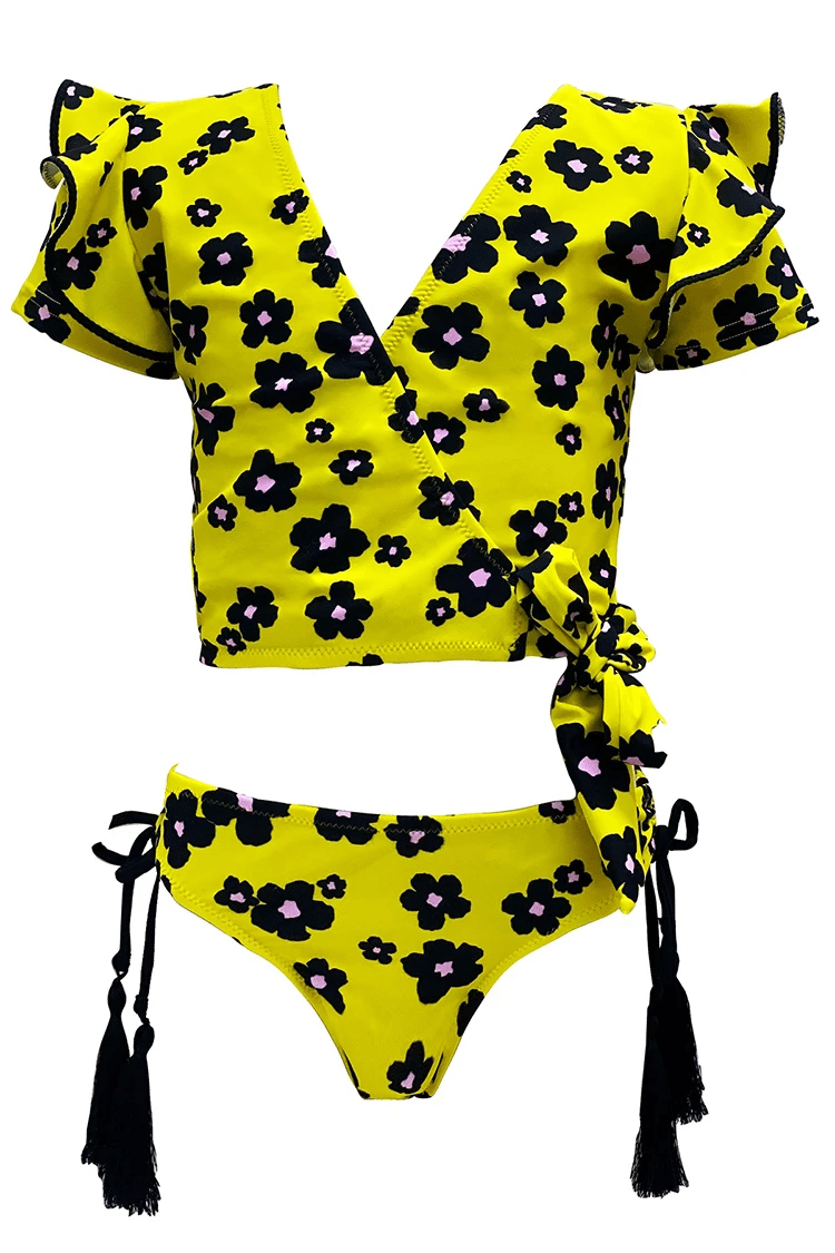 Yellow Bikini With Flowers