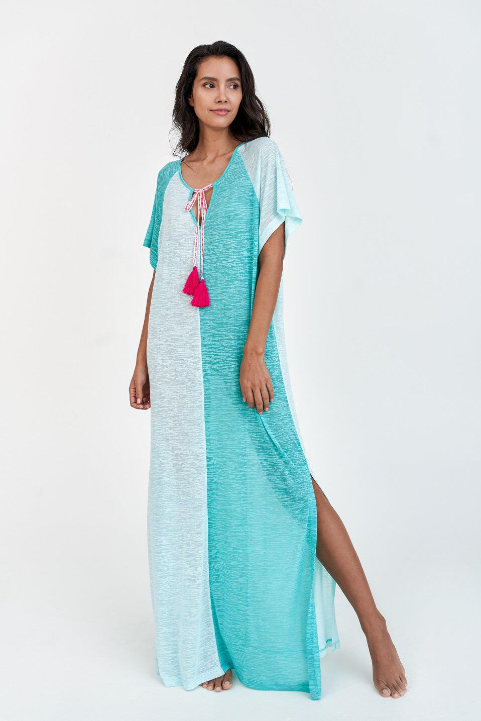 Full-length view of Colour Block Maxi Dress Aqua Mint